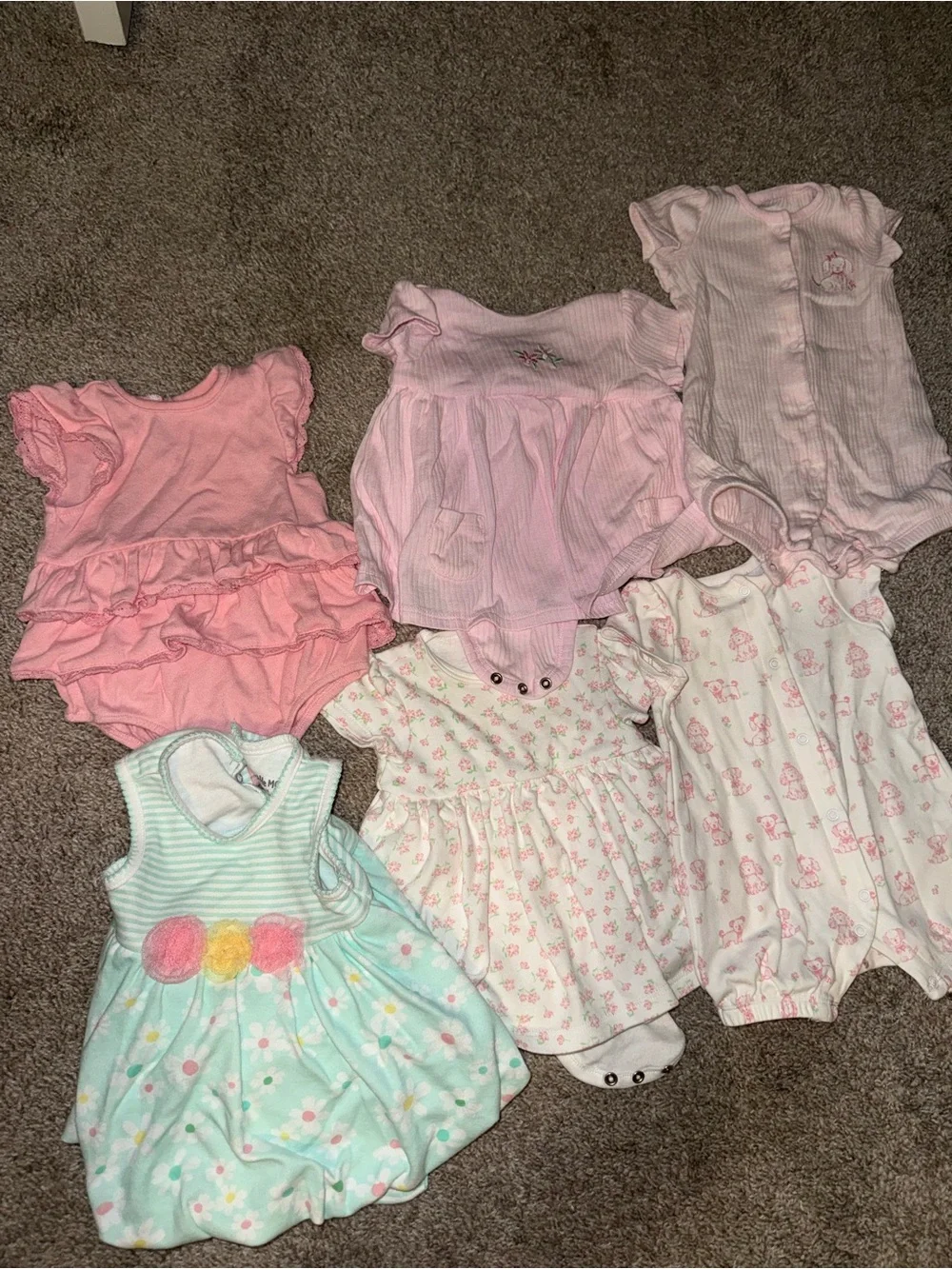 Baby Girls Little Me Dress and Romper Set of 6